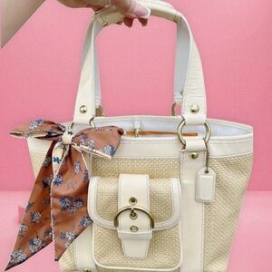 COACH LEGACY 65th anniversary Raffia w Natural Straw Purse vintage y2K SUMMER